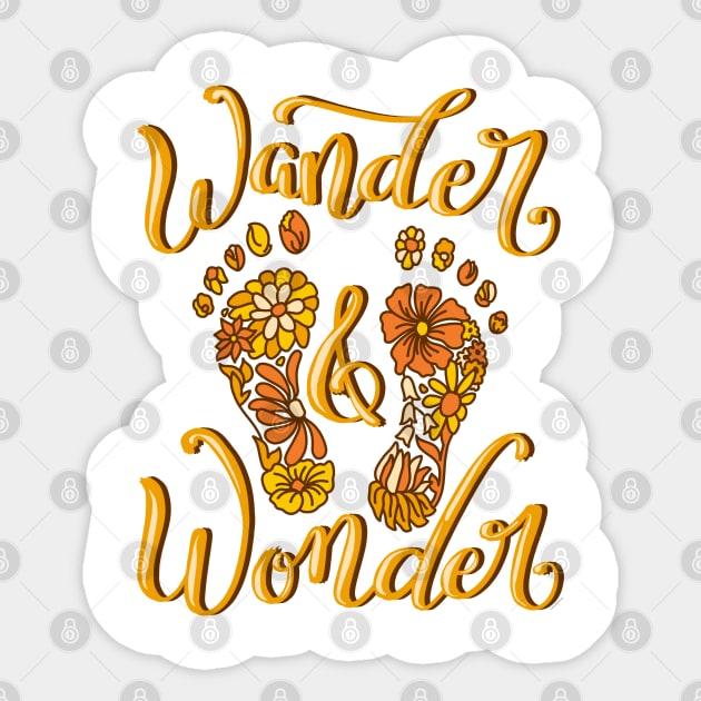Wander and Wonder Boho Bare Foot Floral Walking Design Sticker by DoubleBrush
